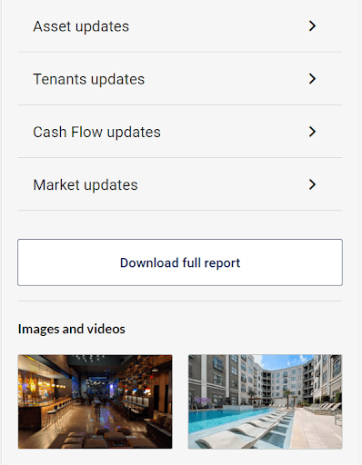 Reporting de rendimiento con imágenes y vídeos para inmobiliario comercial