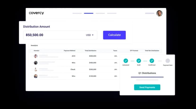 Distributions management interface