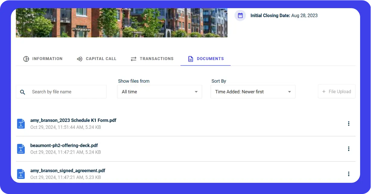 Secure document storage interface