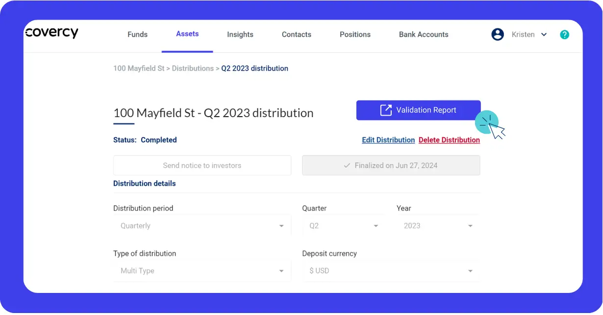 Validation report interface