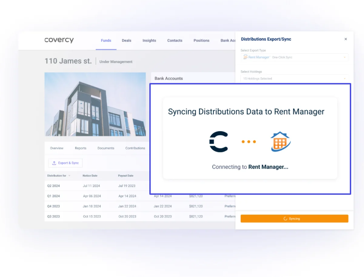 لوحة تحكم تكامل Covercy وRent Manager