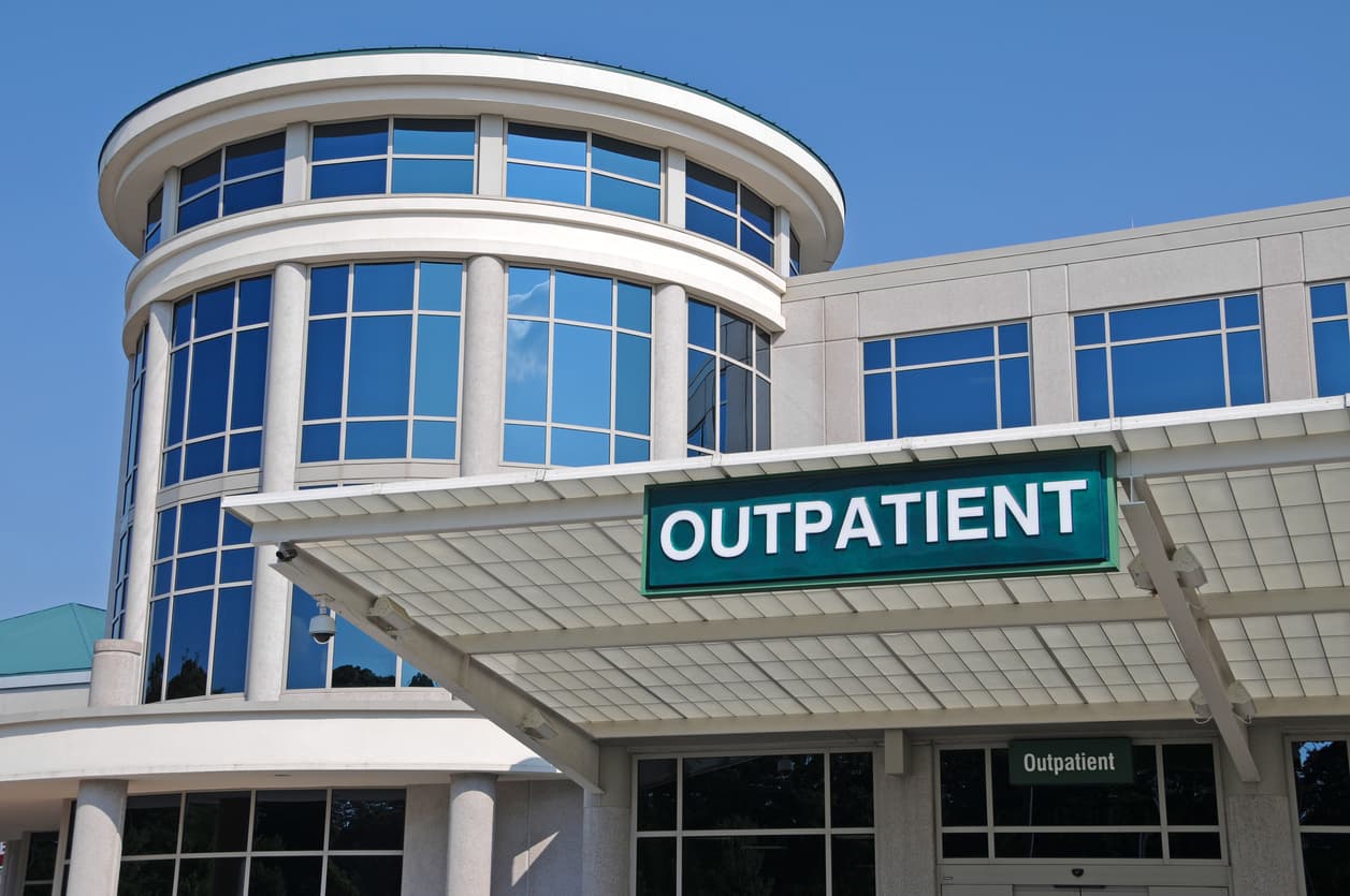 Closeup of medical outpatient buildings